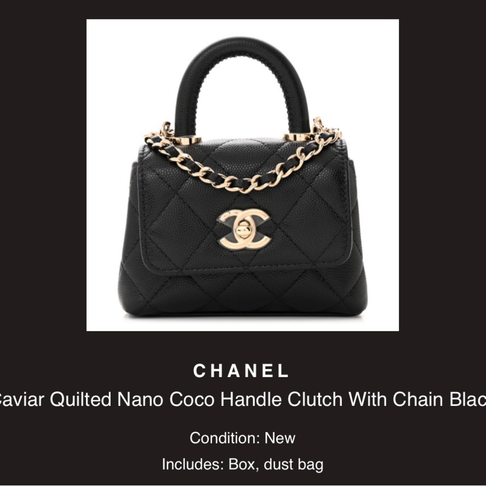 Chanel Black Caviar Quilted Nano Coco Handle Bag with Iconic CC Logo - Picture 3 of 7